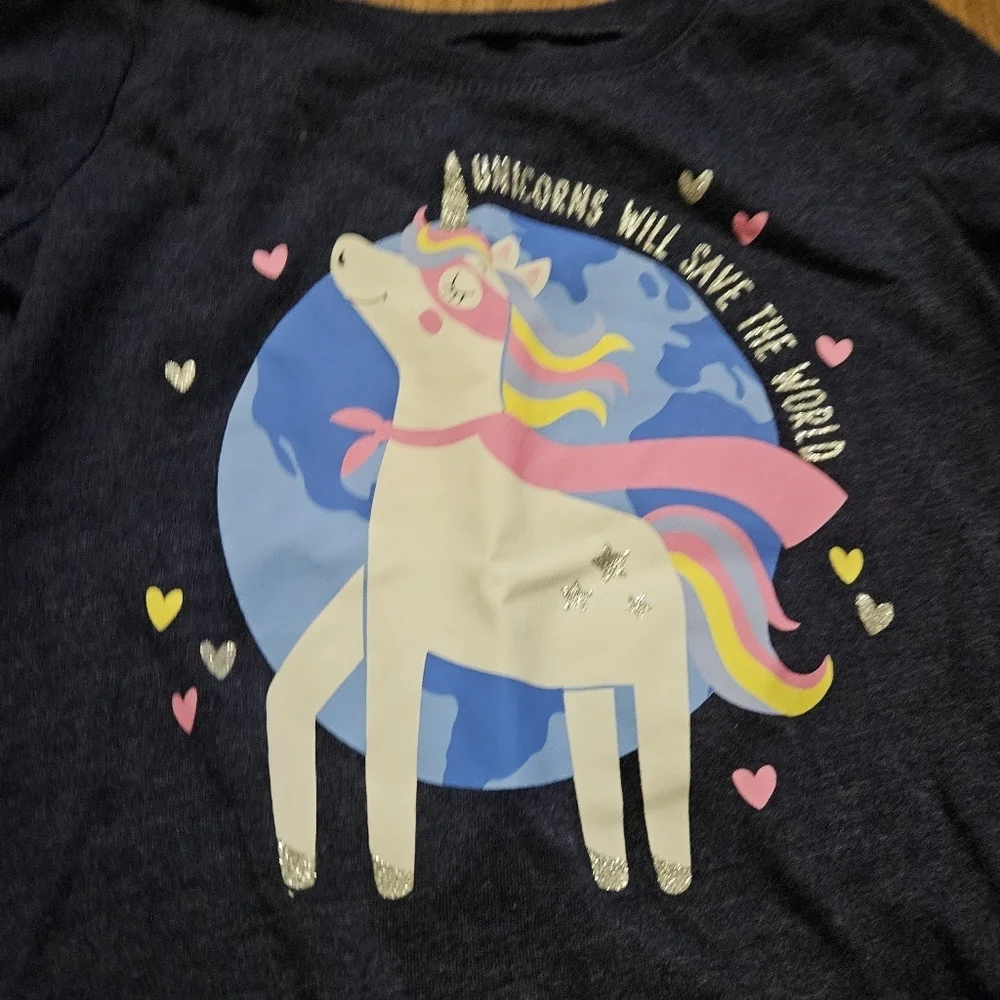 The Children's Place Black Unicorn Long Sleeve Tee